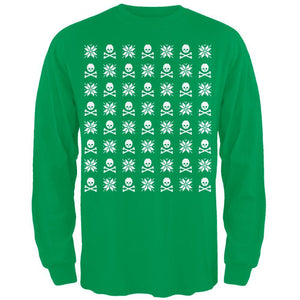 Skull And Crossbones Snowflake Ugly Christmas Sweater Black Adult Long Sleeve T-Shirt