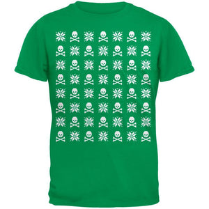 Skull And Crossbones Snowflake Ugly Christmas Sweater Black Adult T-Shirt