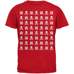 Skull And Crossbones Snowflake Ugly Christmas Sweater Red Adult T-Shirt