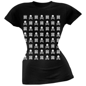 Skull And Crossbones Snowflake Ugly Christmas Sweater Black Juniors T-Shirt