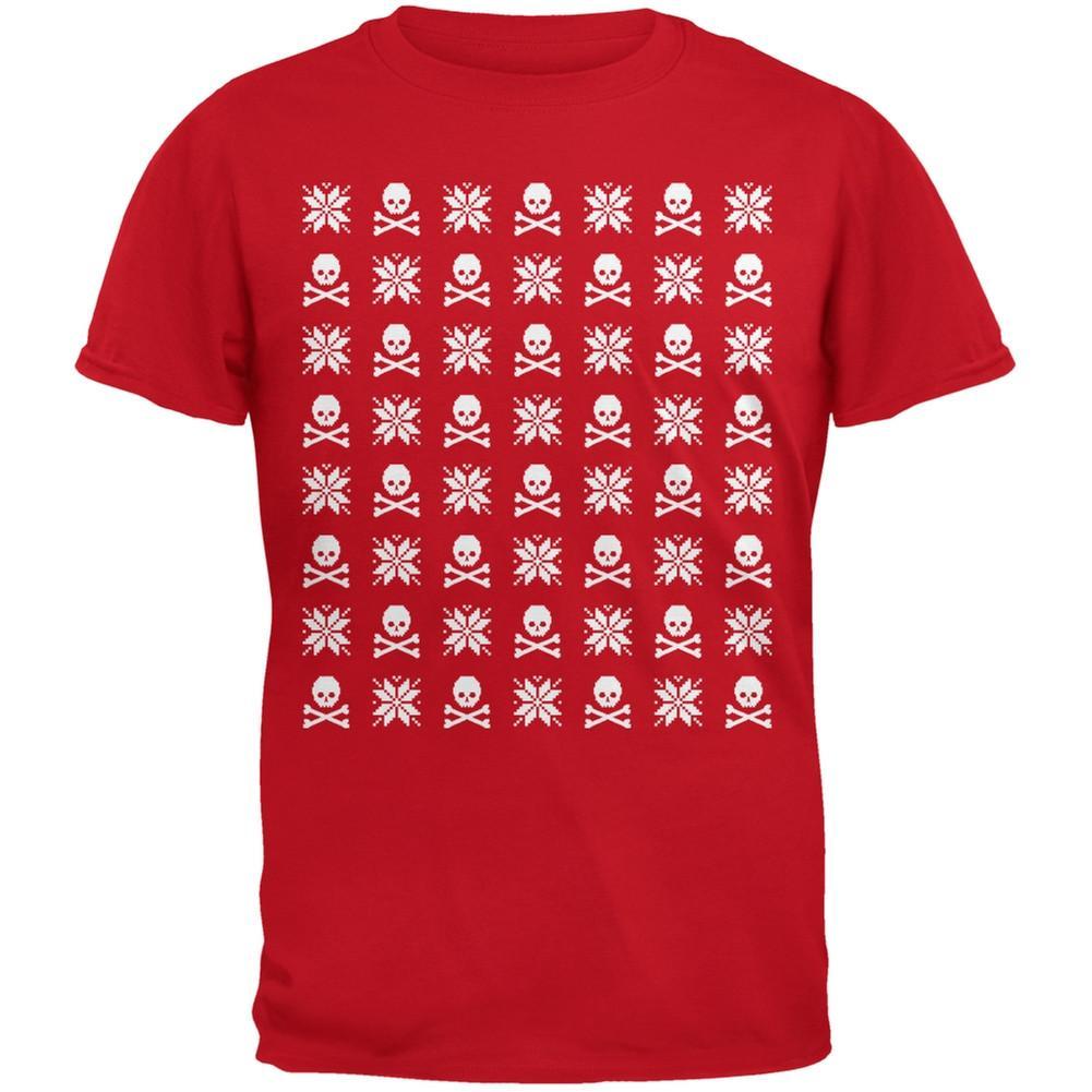 Skull And Crossbones Snowflake Ugly Christmas Sweater Black Youth T-Shirt
