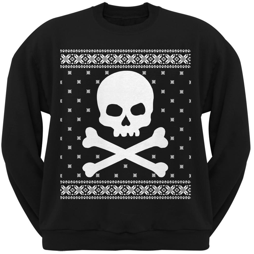 Giant Skull And Crossbones Ugly Christmas Sweater Black Adult Sweatshirt