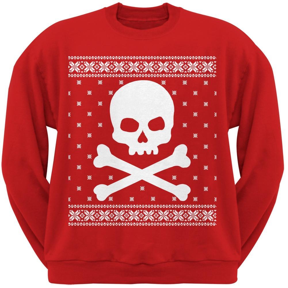 Giant Skull And Crossbones Ugly Christmas Sweater Black Adult Sweatshirt