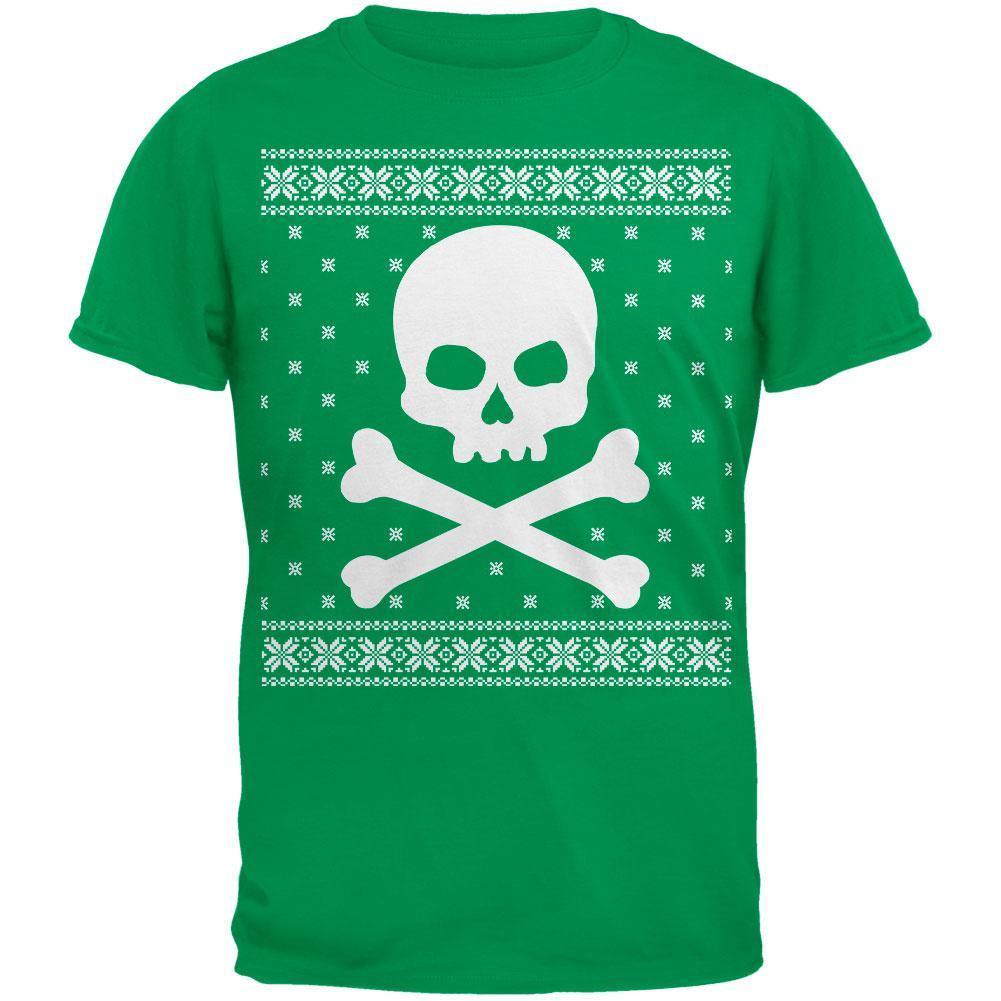 Giant Skull And Crossbones Ugly Christmas Sweater Black Adult T-Shirt