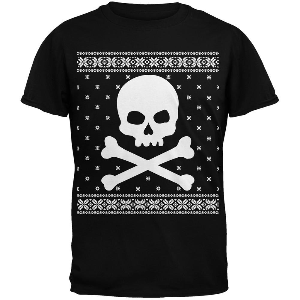 Giant Skull And Crossbones Ugly Christmas Sweater Black Youth T-Shirt