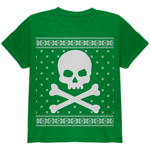 Giant Skull And Crossbones Ugly Christmas Sweater Black Youth T-Shirt