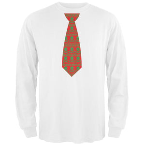 Skull And Crossbones Festive Tie Ugly Christmas Sweater Black Adult Long Sleeve T-Shirt