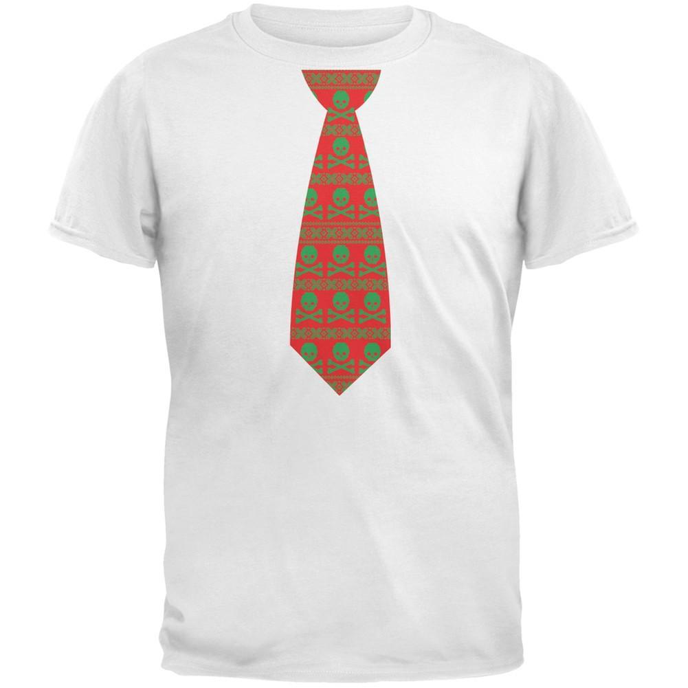 Skull And Crossbones Festive Tie Ugly Christmas Sweater Black Youth T-Shirt