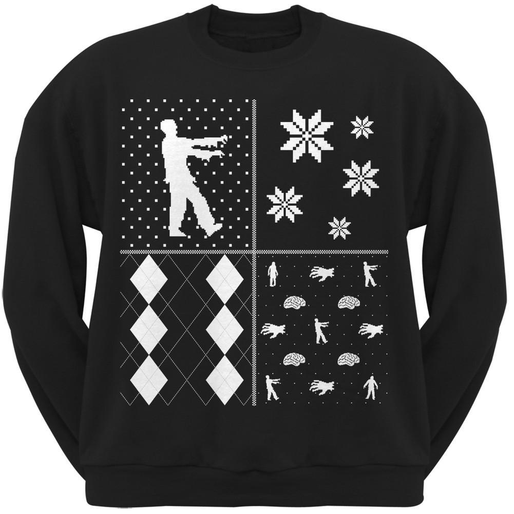 Zombies Festive Blocks Ugly XMAS Sweater Forest Adult Sweatshirt