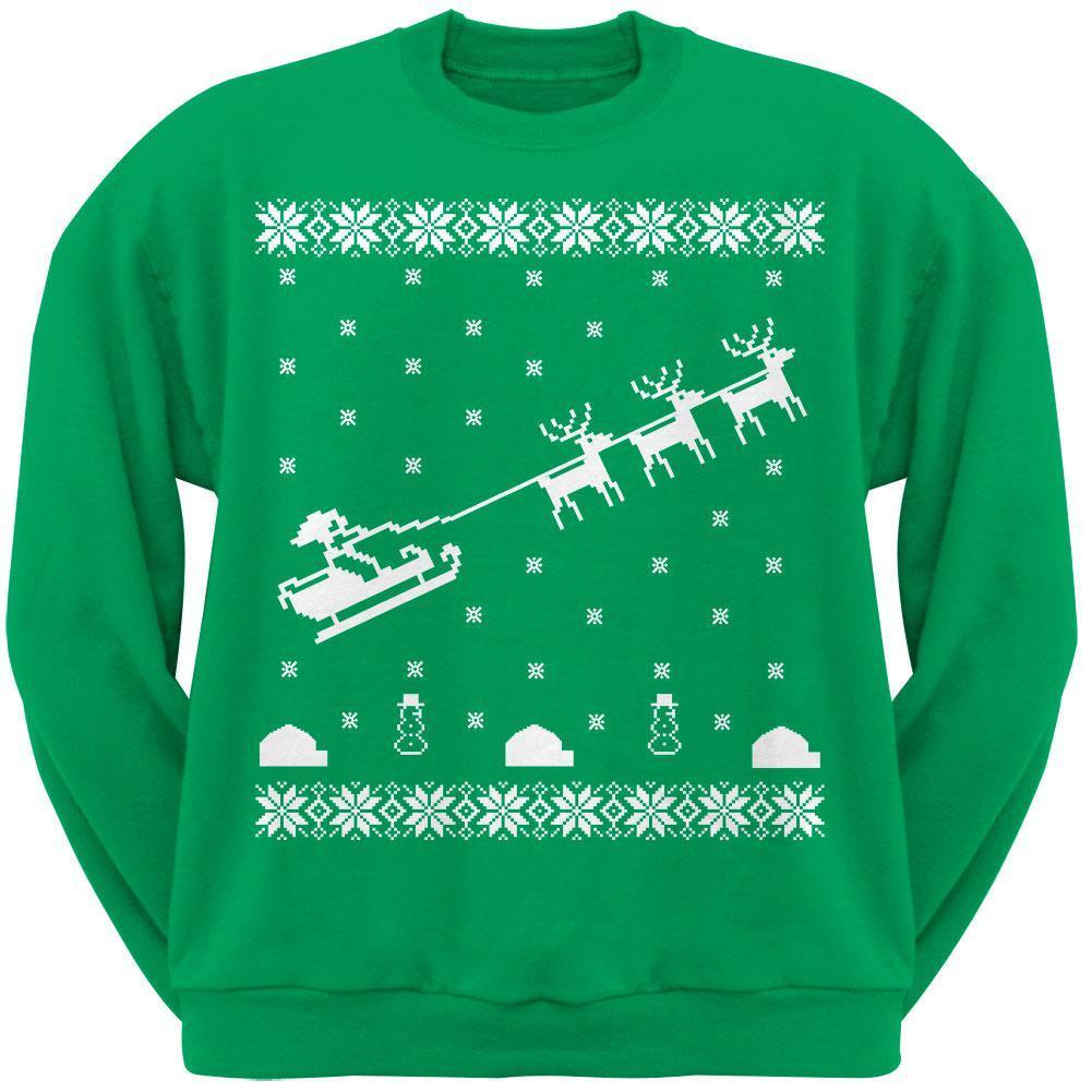 Flying Santa Sleigh Ugly XMAS Sweater Forest Adult Sweatshirt