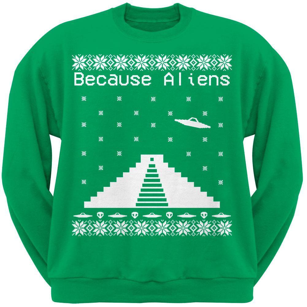 Because Aliens Pyramid Ugly XMAS Sweater Forest Adult Sweatshirt