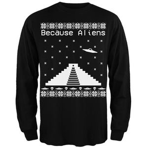 Because Aliens Pyramid Ugly XMAS Sweater Forest Adult Long Sleeve T-Shirt