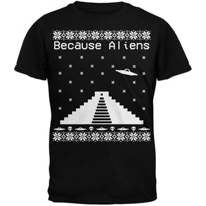 Because Aliens Pyramid Ugly XMAS Sweater Forest Adult T-Shirt