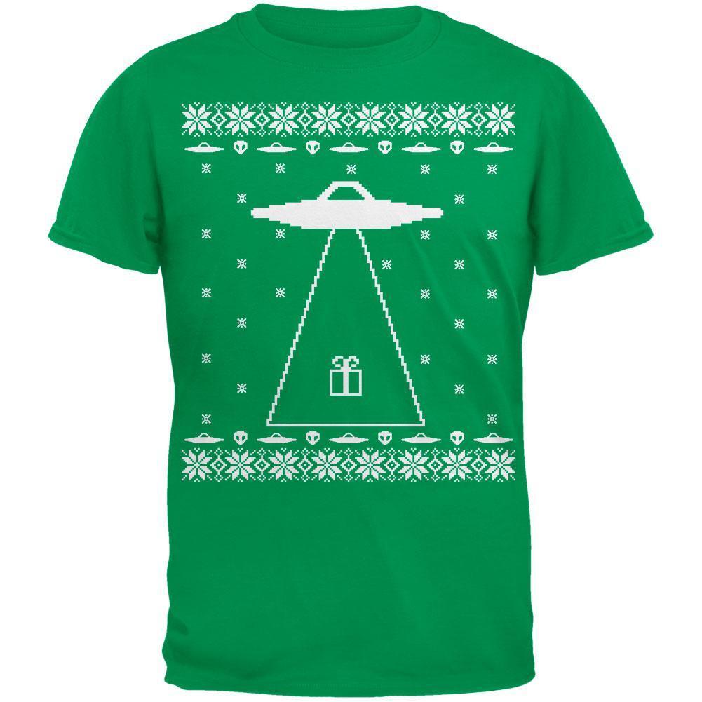 Alien Abduction Ugly XMAS Sweater Forest Adult T-Shirt