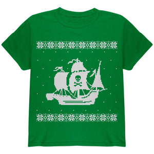 Big Pirate Ship Ugly Christmas Sweater Black Youth T-Shirt
