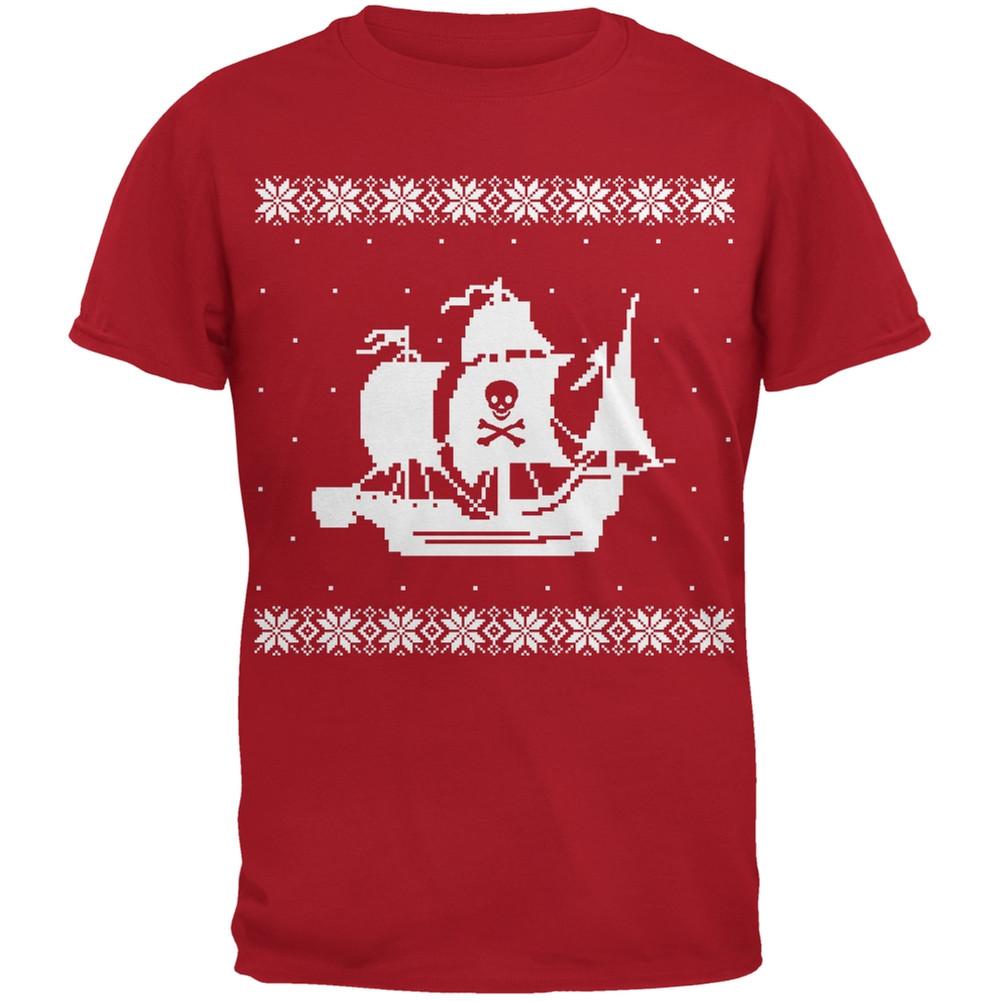 Big Pirate Ship Ugly Christmas Sweater Black Youth T-Shirt