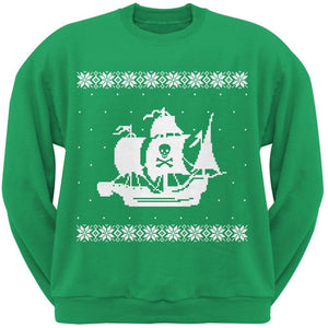 Big Pirate Ship Ugly Christmas Sweater Black Sweatshirt