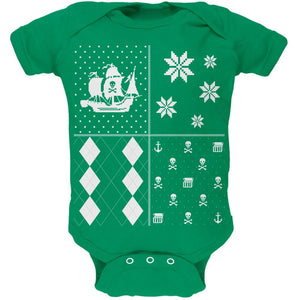 Pirates Festive Blocks Ugly Christmas Sweater Black Soft Baby One Piece