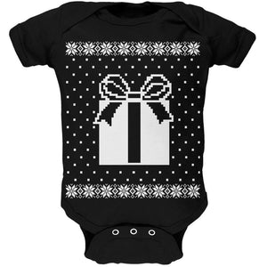 Big Present Ugly Christmas Sweater Black Soft Baby One Piece