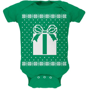 Big Present Ugly Christmas Sweater Black Soft Baby One Piece