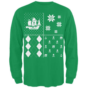 Pirates Festive Blocks Ugly Christmas Sweater Black Long Sleeve T-Shirt