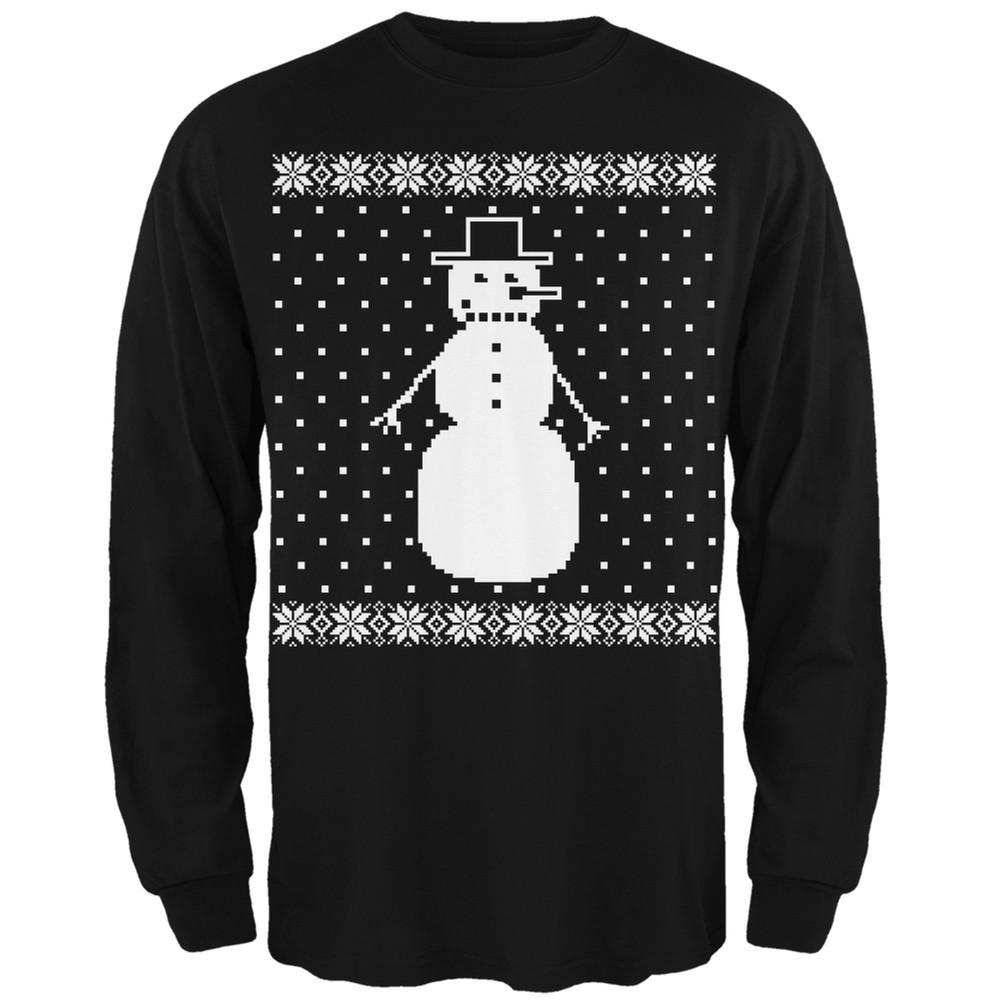 Big Snowman Ugly Christmas Sweater Black Long Sleeve T-Shirt