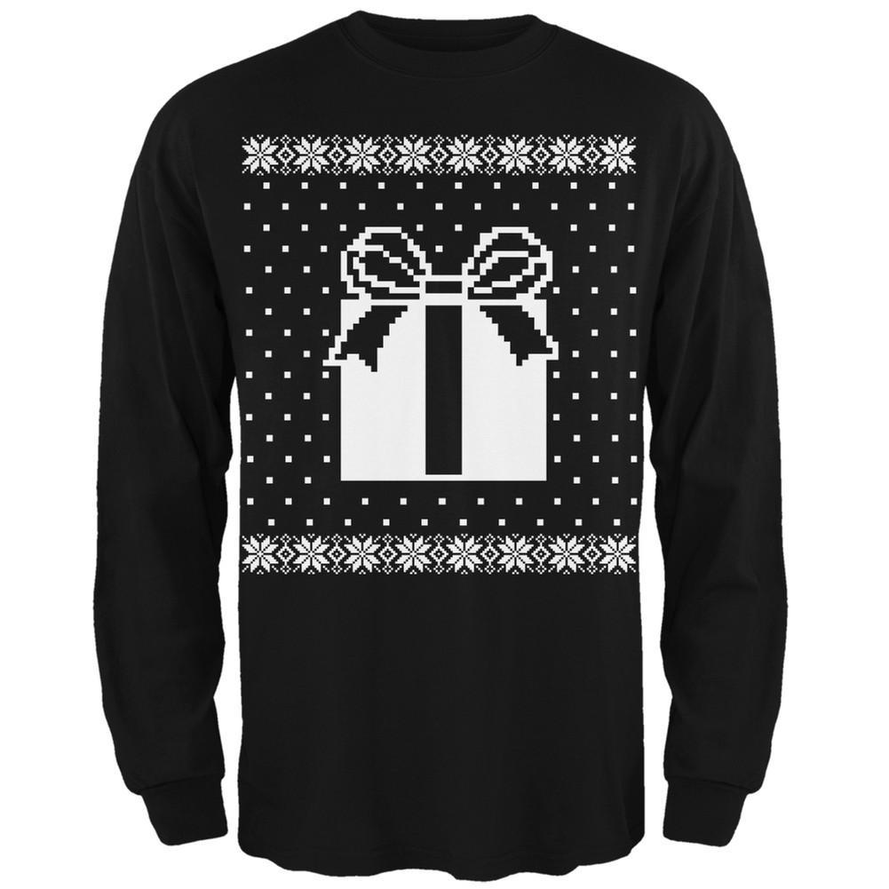Big Present Ugly Christmas Sweater Black Adult Long Sleeve T-Shirt