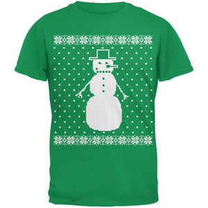 Big Snowman Ugly Christmas Sweater Black Adult T-Shirt