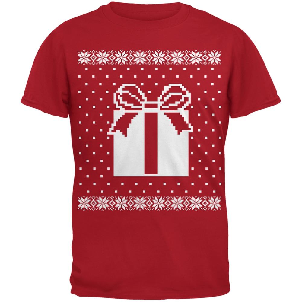 Big Present Ugly Christmas Sweater Red Adult T-Shirt