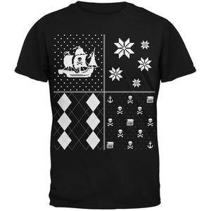 Pirates Festive Blocks Ugly Christmas Sweater Black Youth T-Shirt