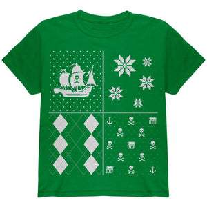 Pirates Festive Blocks Ugly Christmas Sweater Black Youth T-Shirt