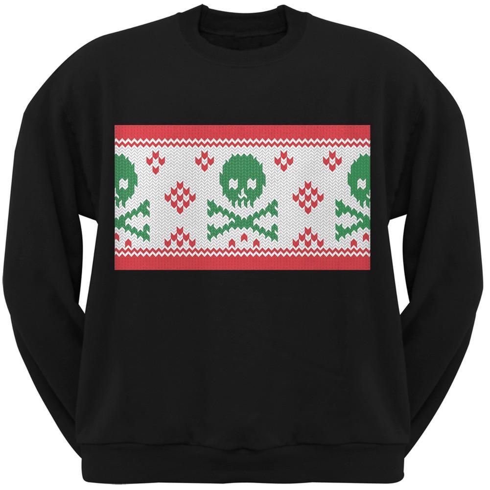 Knit Skull And Crossbones Ugly Christmas Sweater Red Adult Crew Neck Sweatshirt