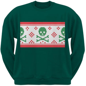 Knit Skull And Crossbones Ugly Christmas Sweater Red Adult Crew Neck Sweatshirt