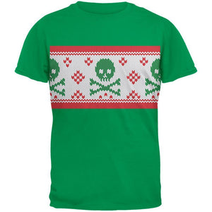 Knit Skull And Crossbones Ugly Christmas Sweater Black Adult T-Shirt