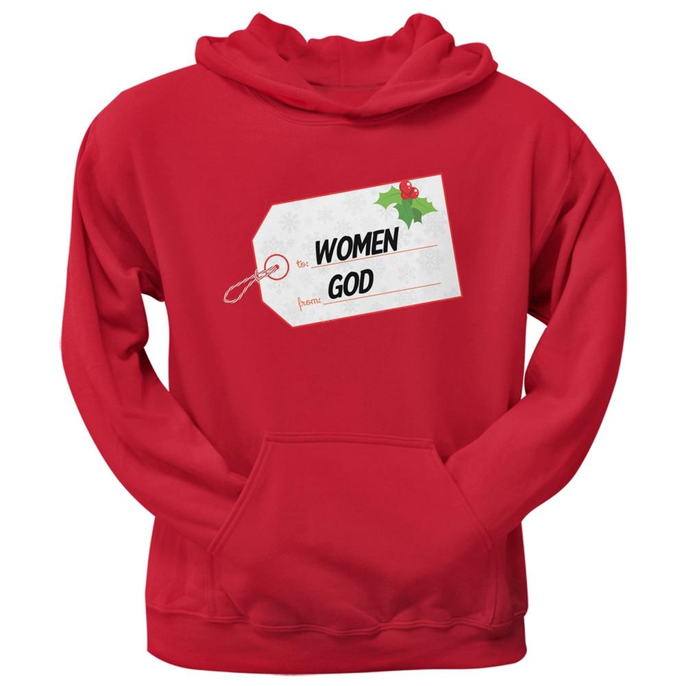 To Women From God Christmas Tag Red Adult Pullover Hoodie