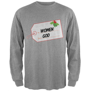 To Women From God Christmas Tag Heather Grey Adult Long Sleeve T-Shirt