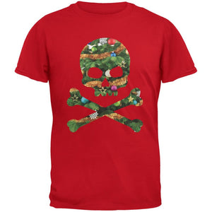 Skull And Crossbones Christmas Tree Cut Out Black Adult T-Shirt