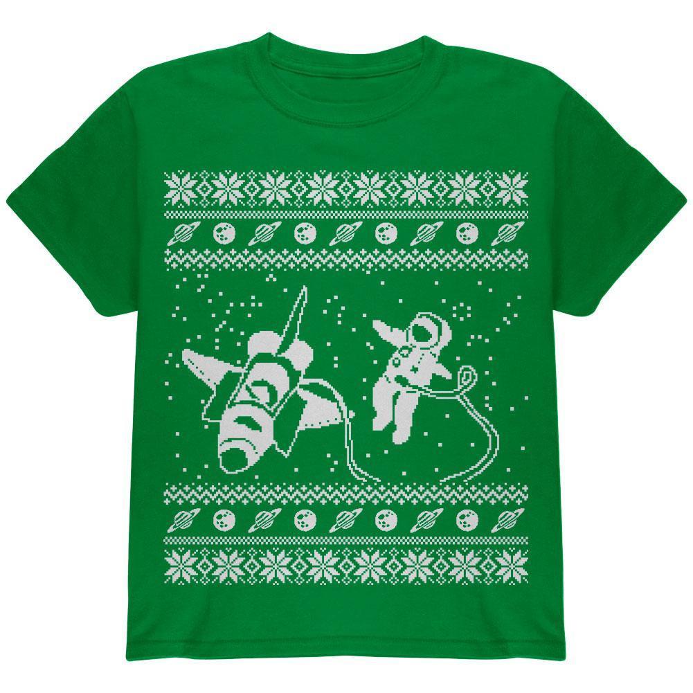 Astronaut in Space Ugly Christmas Sweater Black Youth T-Shirt
