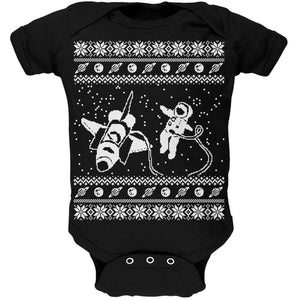 Astronaut in Space Ugly Christmas Sweater Black Soft Baby One Piece