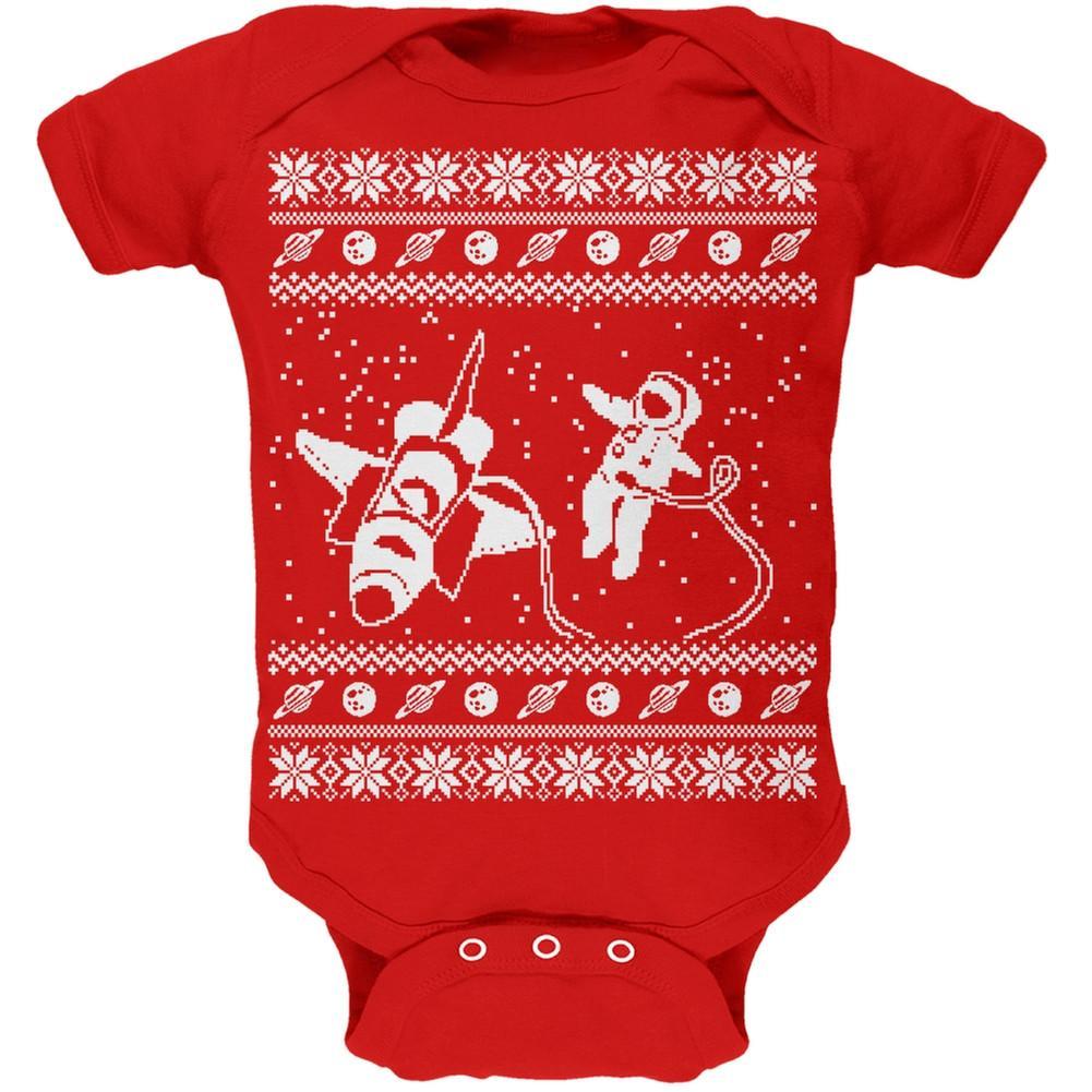 Astronaut in Space Ugly Christmas Sweater Black Soft Baby One Piece