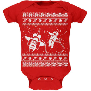 Astronaut in Space Ugly Christmas Sweater Black Soft Baby One Piece