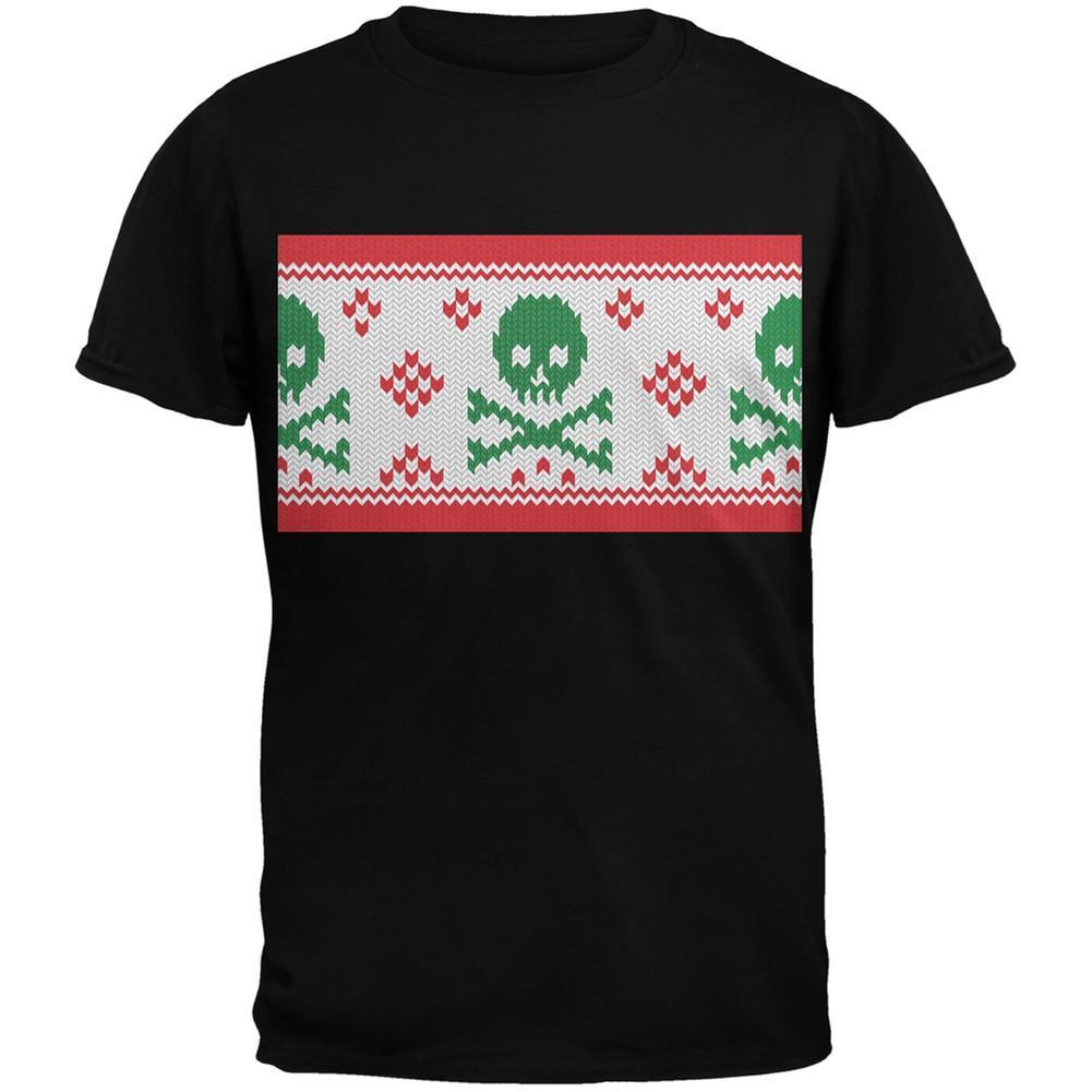 Knit Skull And Crossbones Ugly Christmas Sweater Black Youth T-Shirt