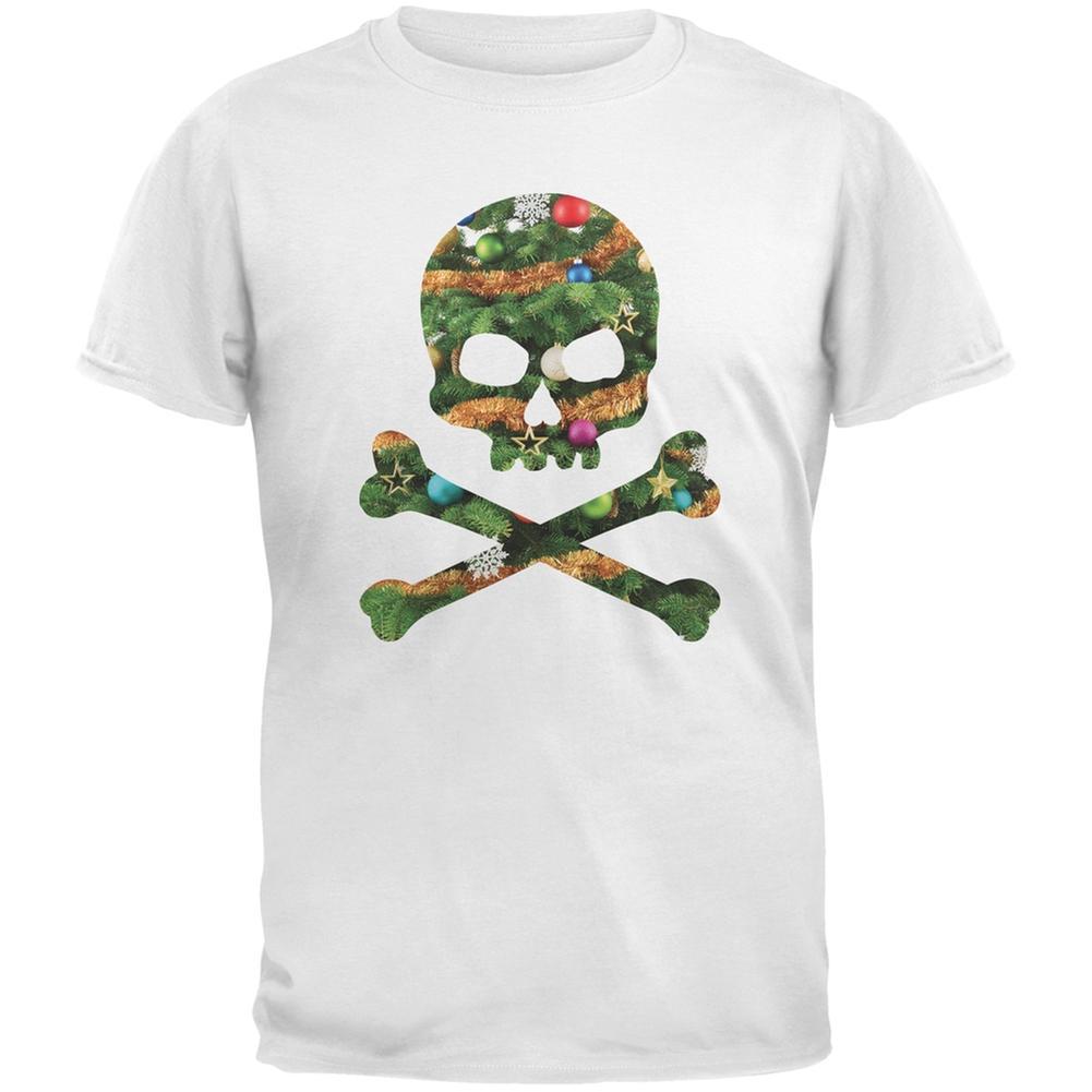 Skull And Crossbones Christmas Tree Cut Out White Youth T-Shirt