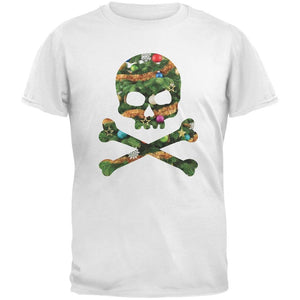 Skull And Crossbones Christmas Tree Cut Out Dark Green Youth T-Shirt
