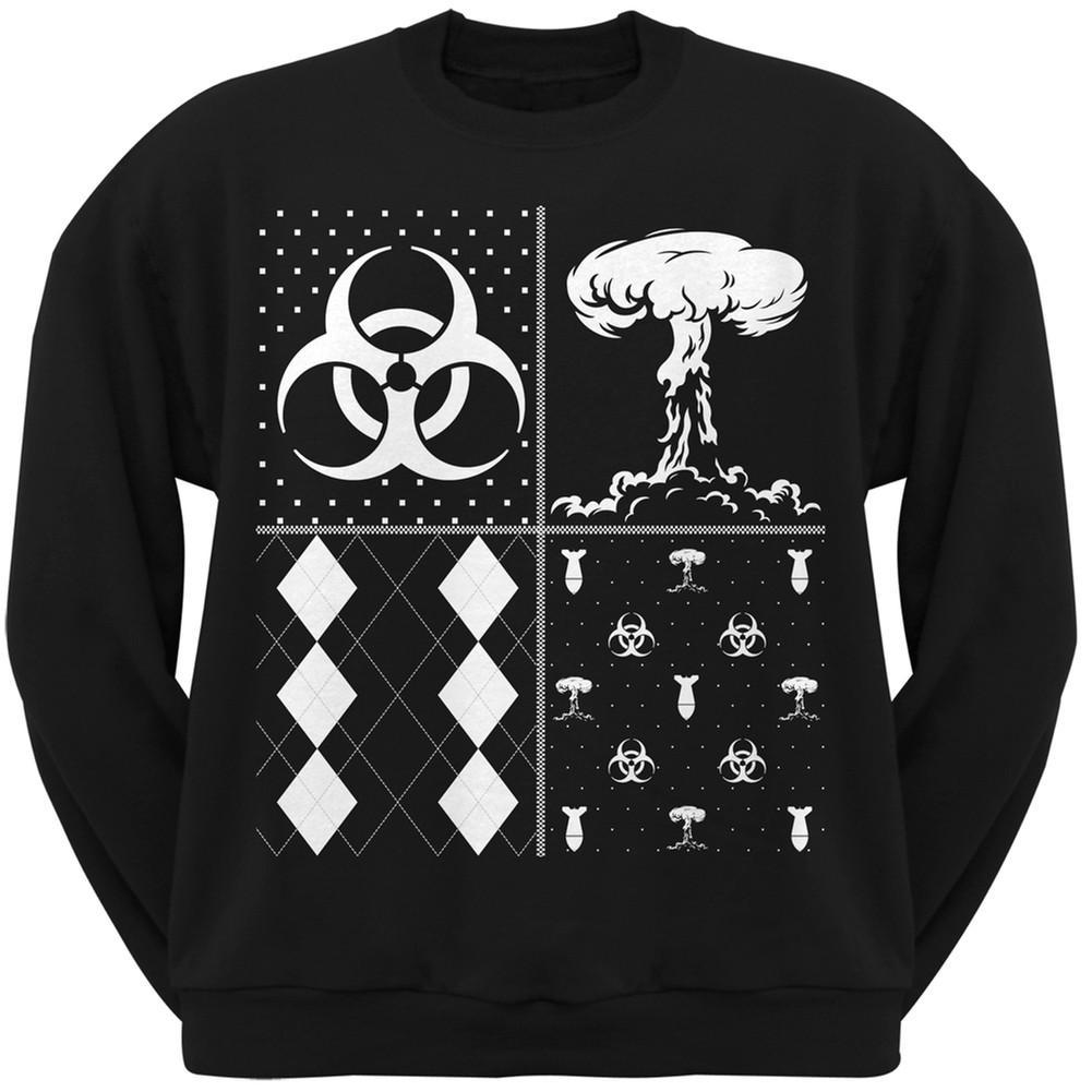 Biohazard Festive Blocks Ugly Christmas Sweater Black Adult Sweatshirt