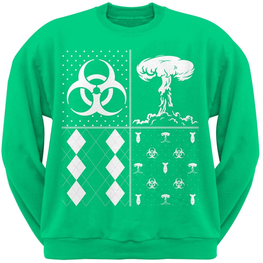 Biohazard Festive Blocks Ugly Christmas Sweater Black Adult Sweatshirt