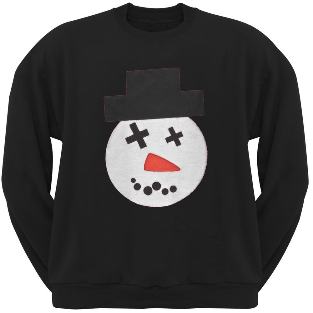 Big Snowman Face Applique Forest Green Adult Sweatshirt
