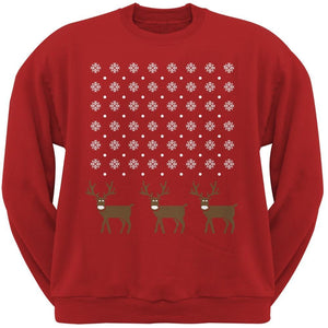 Snowflake and Reindeer Ugly Christmas Green Adult Sweatshirt