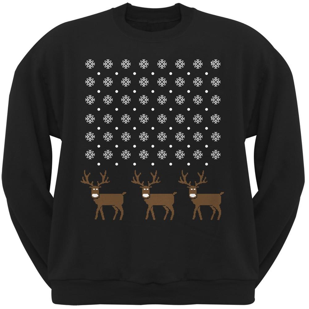Snowflake and Reindeer Ugly Christmas Green Adult Sweatshirt