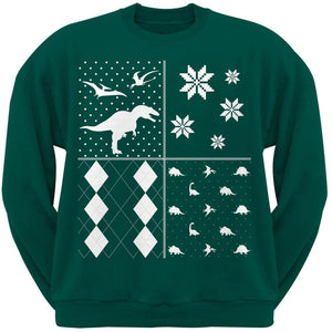 Dinosaurs Festive Blocks Ugly Christmas Sweater Black Adult Sweatshirt